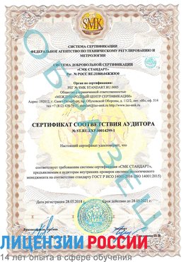 Образец сертификата соответствия аудитора №ST.RU.EXP.00014299-1 Шерегеш Сертификат ISO 14001